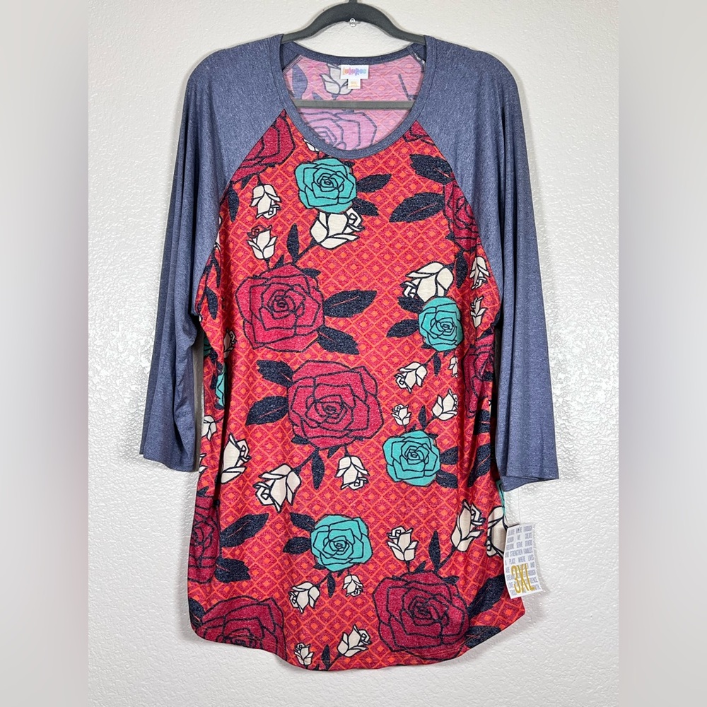 LuLaRoe rose print Randy top, size 3X